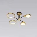 Modernist Metal Ring Chandelier Pendant Light With Hanging Cord - Perfect For Living Room 4 / Gold