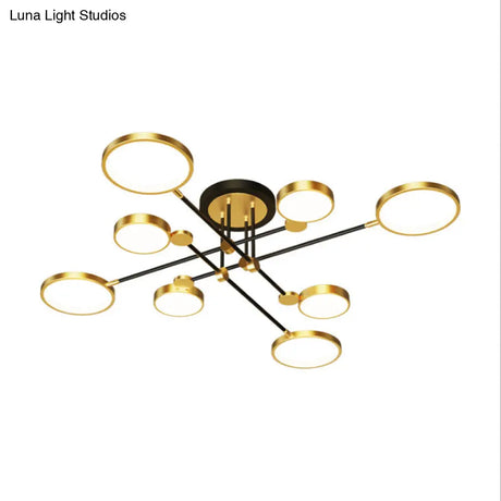 Modernist Metal Ring Chandelier Pendant Light With Hanging Cord - Perfect For Living Room