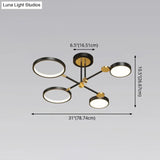 Modernist Metal Ring Chandelier Pendant Light With Hanging Cord - Perfect For Living Room