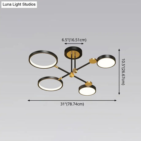 Modernist Metal Ring Chandelier Pendant Light With Hanging Cord - Perfect For Living Room