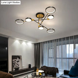 Modernist Metal Ring Chandelier Pendant Light With Hanging Cord - Perfect For Living Room