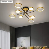 Modernist Metal Ring Chandelier Pendant Light With Hanging Cord - Perfect For Living Room