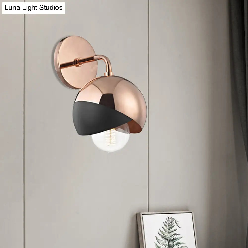 Modernist Metal Wall Lamp With Open Bottom 1 Light Globe - Chrome/Gold/Rose Gold Finish