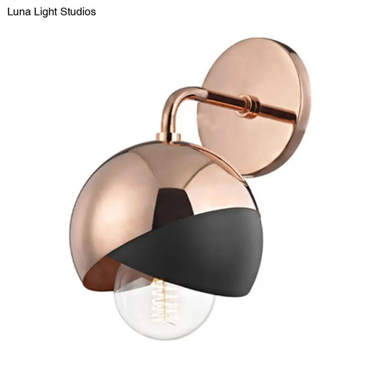 Modernist Metal Wall Lamp With Open Bottom 1 Light Globe - Chrome/Gold/Rose Gold Finish