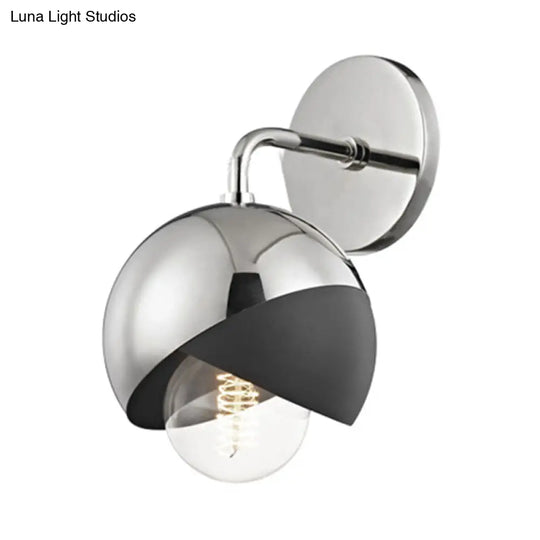 Modernist Metal Wall Lamp With Open Bottom 1 Light Globe - Chrome/Gold/Rose Gold Finish