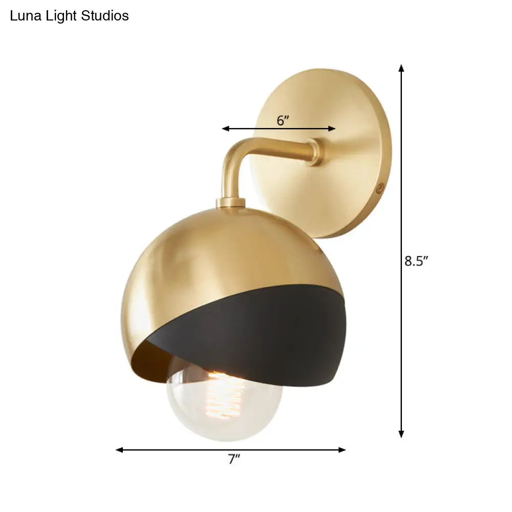 Modernist Metal Wall Lamp With Open Bottom 1 Light Globe - Chrome/Gold/Rose Gold Finish