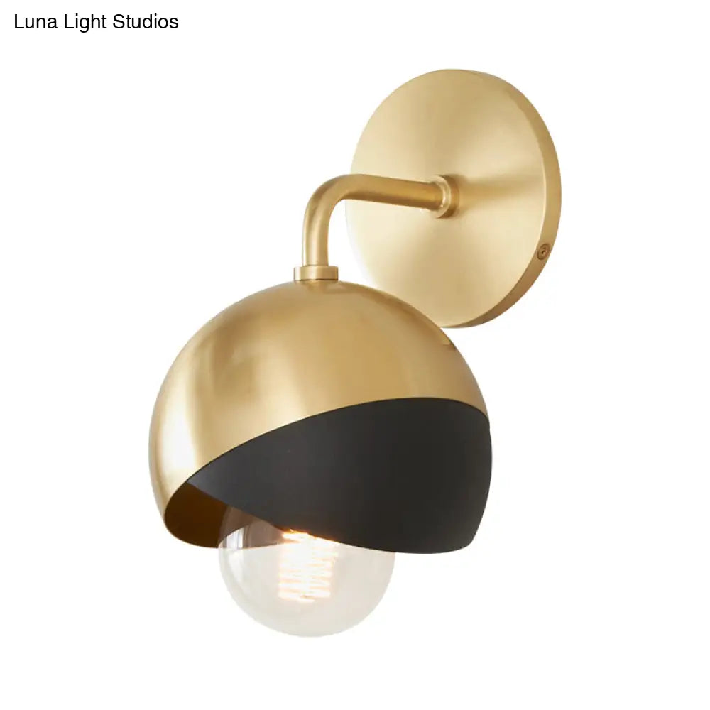 Modernist Metal Wall Lamp With Open Bottom 1 Light Globe - Chrome/Gold/Rose Gold Finish