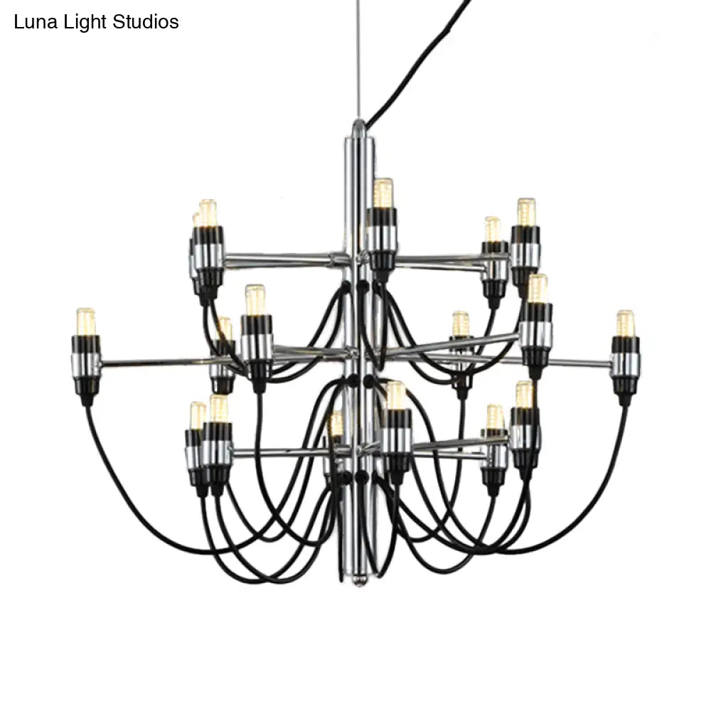 Modernist Metallic 18/30-Light Layered Chandelier: Stylish Dining Room Ceiling Lamp In Chrome