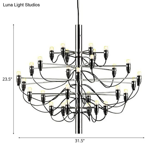 Modernist Metallic 18/30-Light Layered Chandelier: Stylish Dining Room Ceiling Lamp In Chrome