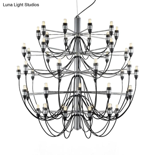 Modernist Metallic 18/30-Light Layered Chandelier: Stylish Dining Room Ceiling Lamp In Chrome