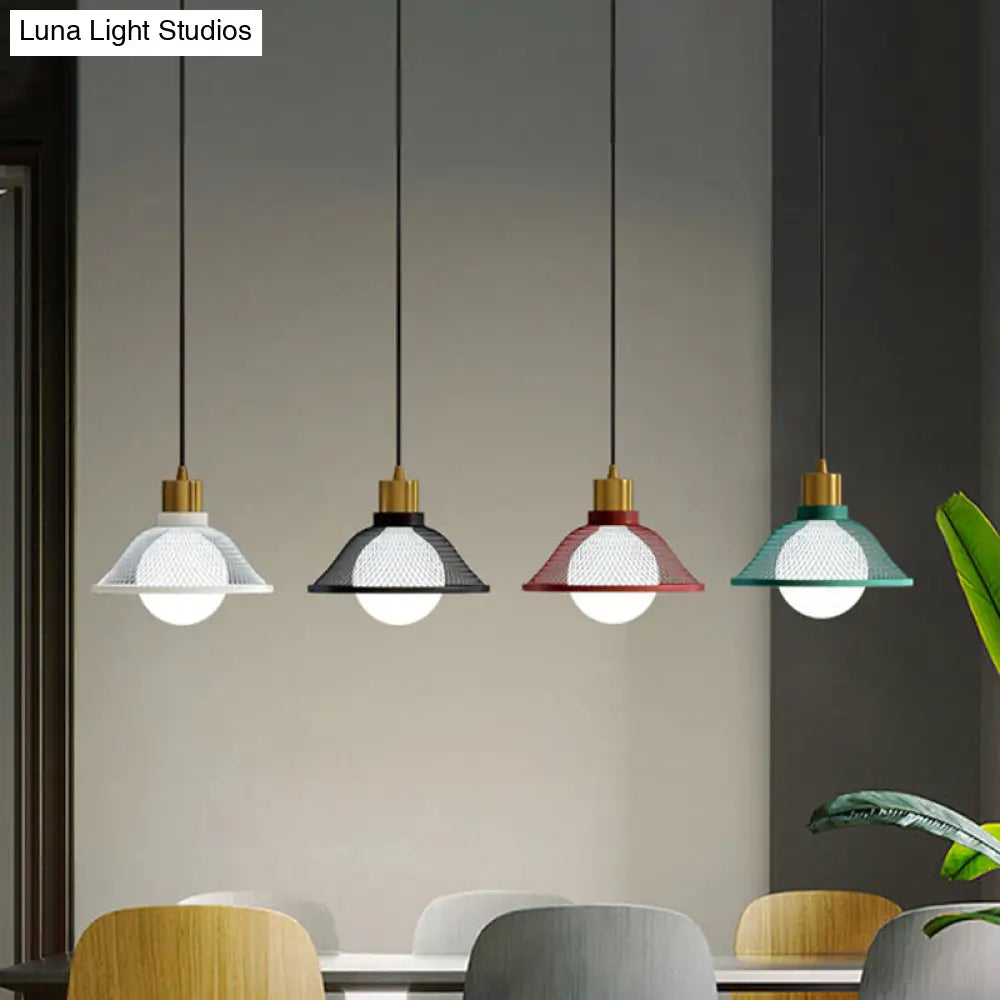 Modernist Metallic Bell Hanging Light Fixture With 1 Bulb - Black/White Pendant Lighting For Dining