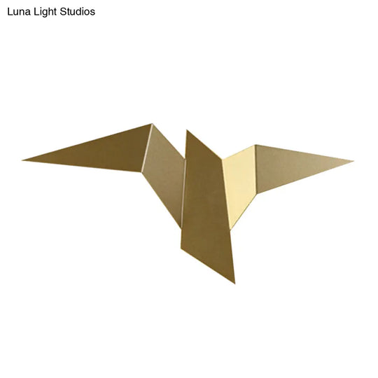 Modernist Metallic Bird-Like Sconce Led Wall Lamp In White/Black/Gold - White/Warm/Natural Light