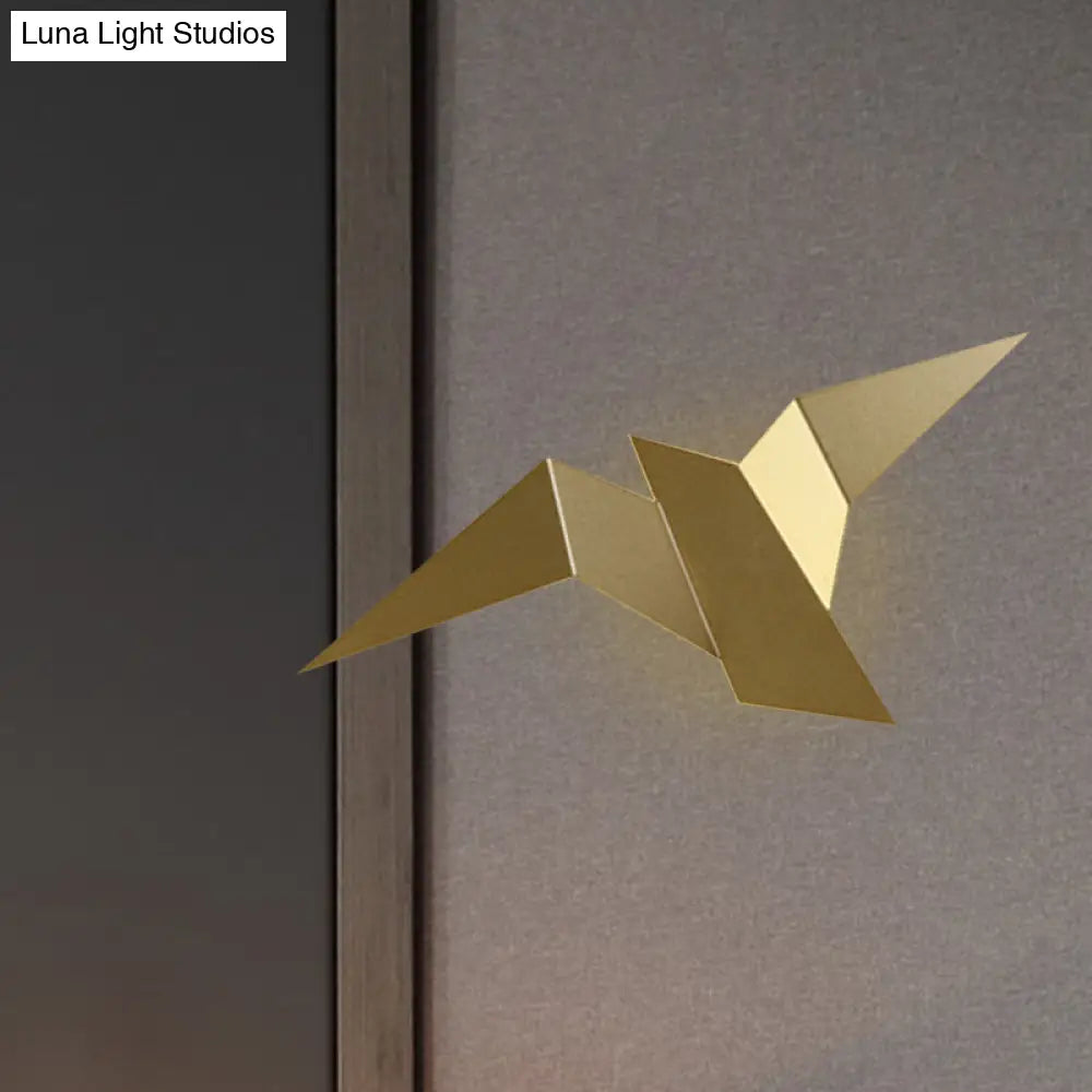 Modernist Metallic Bird-Like Sconce Led Wall Lamp In White/Black/Gold - White/Warm/Natural Light