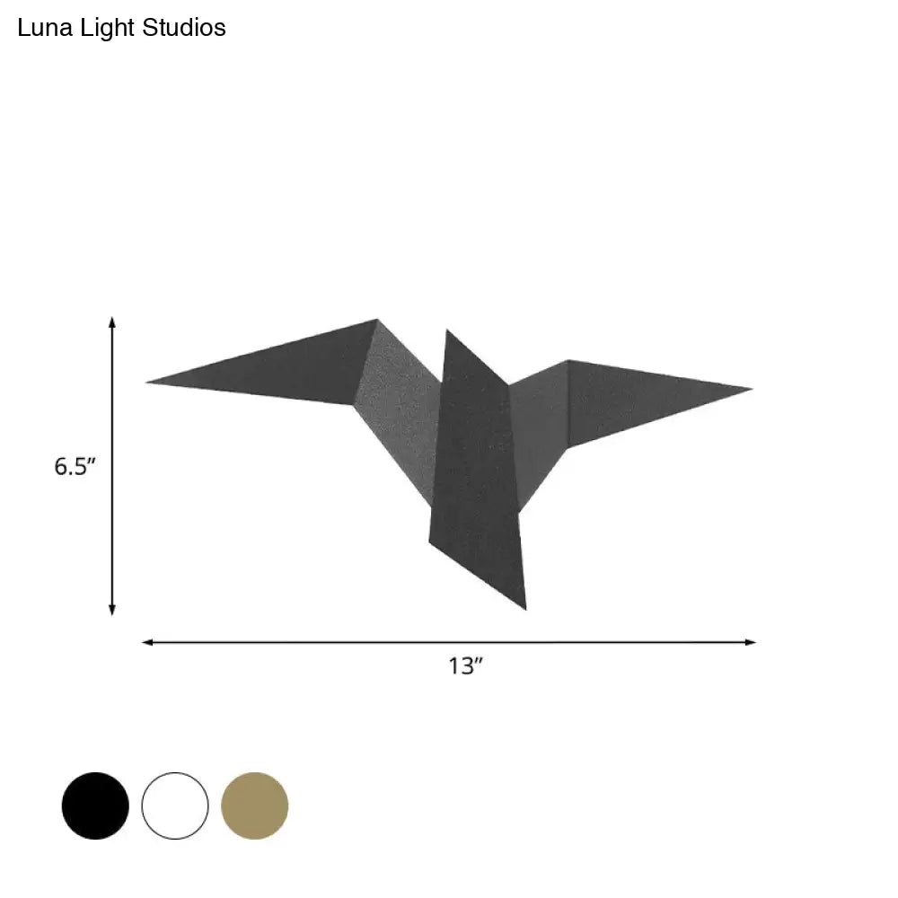 Modernist Metallic Bird-Like Sconce Led Wall Lamp In White/Black/Gold - White/Warm/Natural Light