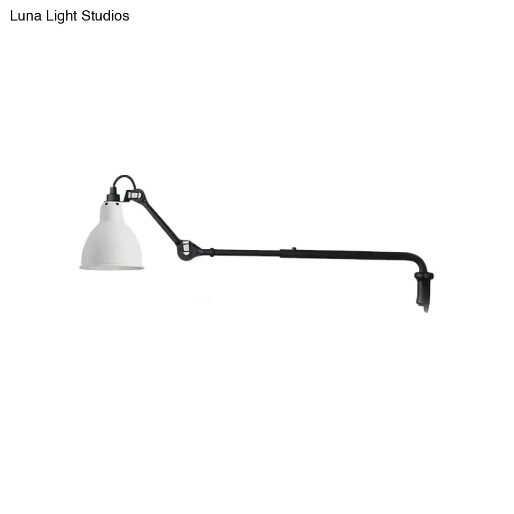 Modernist Metallic Bowl Wall Sconce With 1 Light - Black/White Fixture For Bedroom Lighting