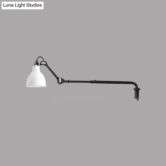 Modernist Metallic Bowl Wall Sconce With 1 Light - Black/White Fixture For Bedroom Lighting