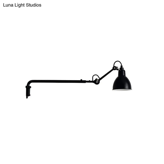 Modernist Metallic Bowl Wall Sconce With 1 Light - Black/White Fixture For Bedroom Lighting