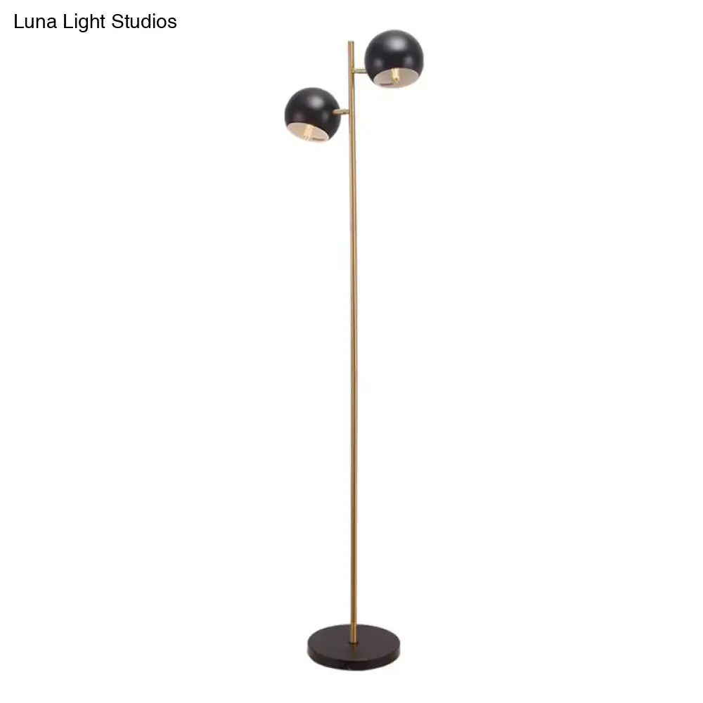 Modernist Metallic Globe Shade Floor Lamp - 2-Light Stand Light In Black For Living Room