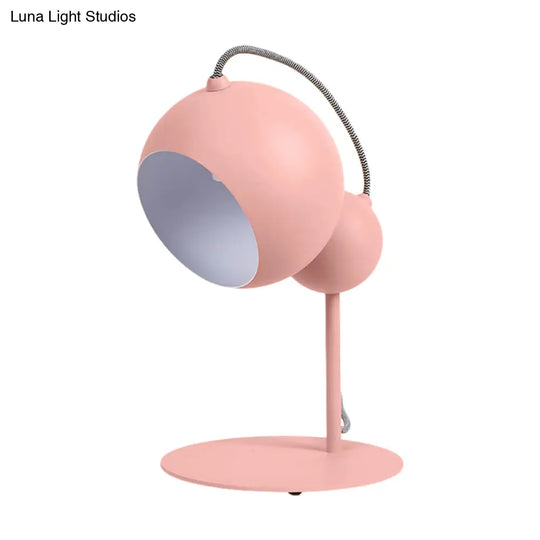 Modernist Metallic Globe Table Lamp With Adjustable Shade - Pink/Yellow/Green 1-Light Reading Light