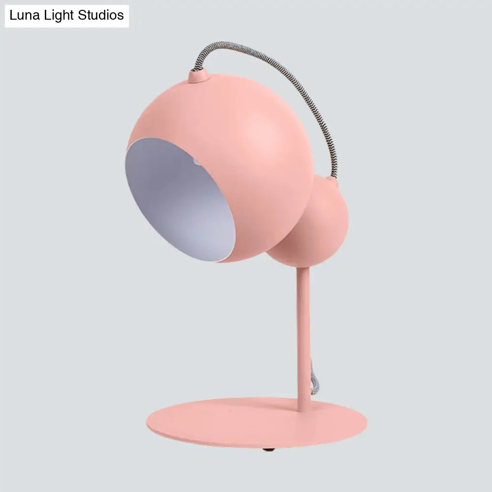 Modernist Metallic Globe Table Lamp With Adjustable Shade - Pink/Yellow/Green 1-Light Reading Light