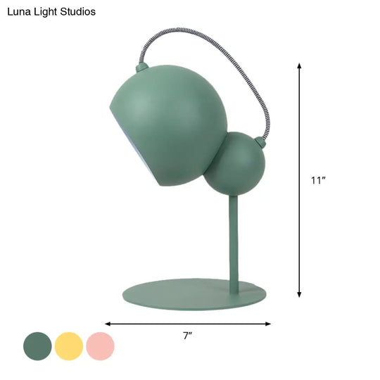 Modernist Metallic Globe Table Lamp With Adjustable Shade - Pink/Yellow/Green 1-Light Reading Light