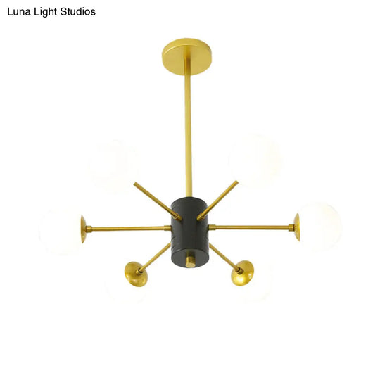 Modernist Milk Glass Chandelier With Burst Design - Gold Finish 6/8/9 Lights Hanging Ceiling Lamp