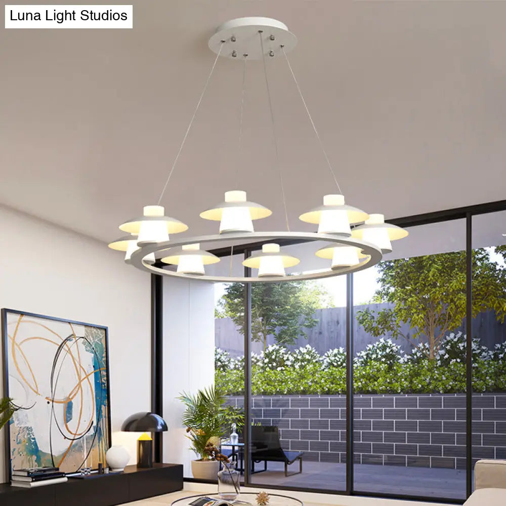 Modernist Mushroom Acrylic Chandelier Pendant With 6/8-Head Led Ceiling Lamp - White Warm/White