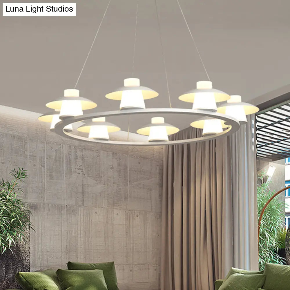 Modernist Mushroom Acrylic Chandelier Pendant With 6/8-Head Led Ceiling Lamp - White Warm/White