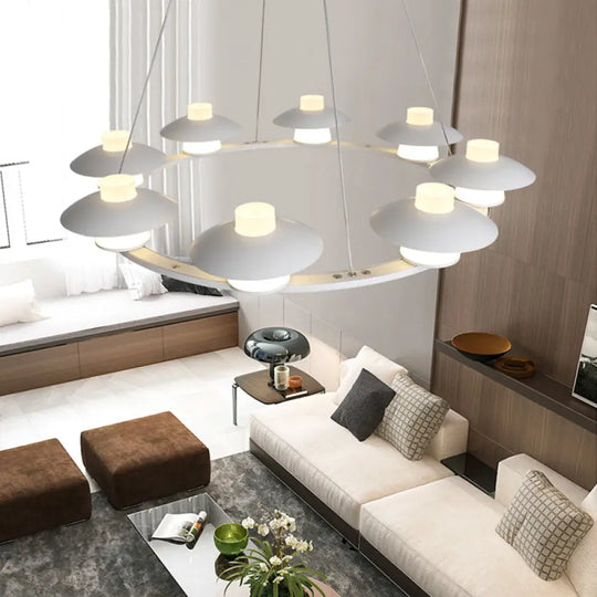 Modernist Mushroom Acrylic Chandelier Pendant With 6/8-Head Led Ceiling Lamp - White Warm/White