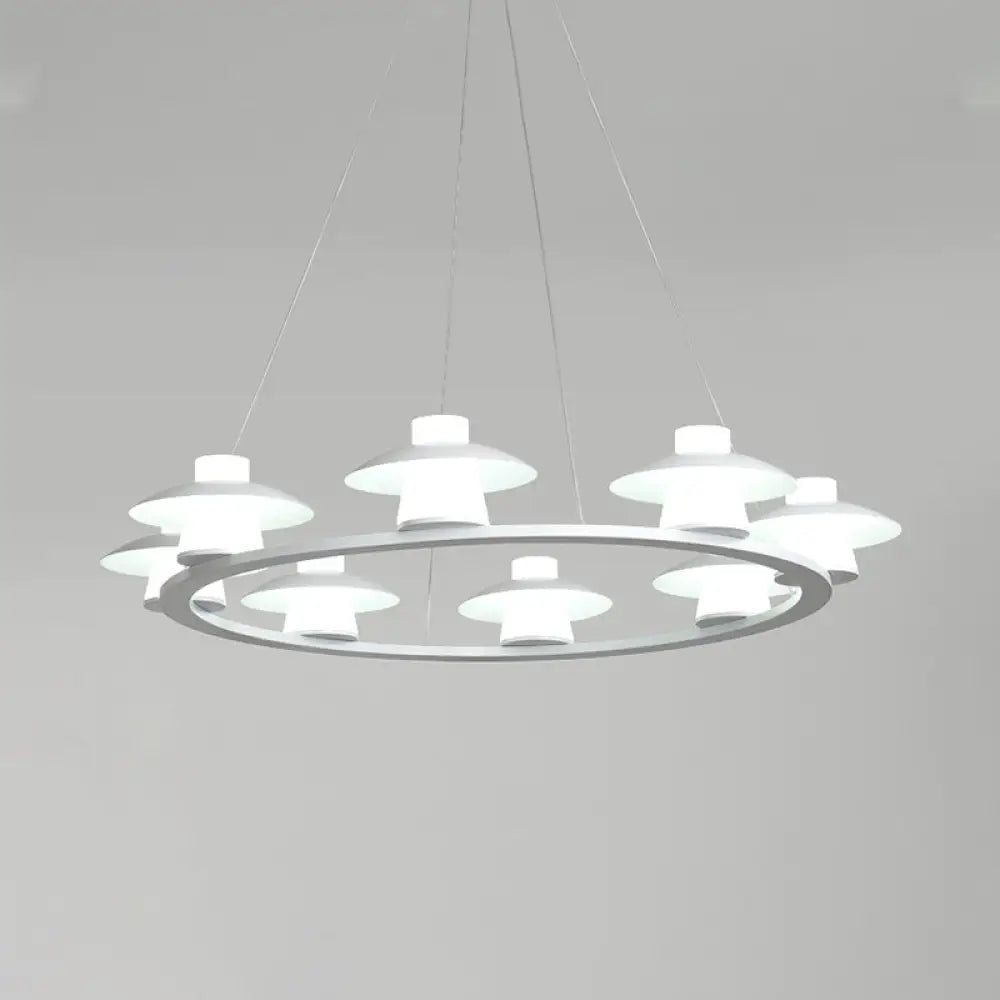 Modernist Mushroom Acrylic Chandelier Pendant With 6/8-Head Led Ceiling Lamp - White Warm/White