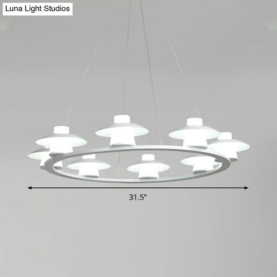 Modernist Mushroom Acrylic Chandelier Pendant With 6/8-Head Led Ceiling Lamp - White Warm/White