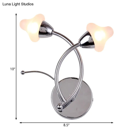 Modernist Mushroom Milk Glass Wall Light With Chrome Led Ideal For Office