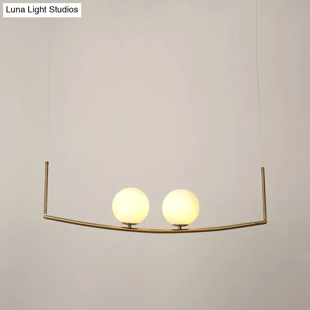 Modernist Opal Frosted Glass Led Ceiling Light With 2 Bulbs - Gold Chandelier