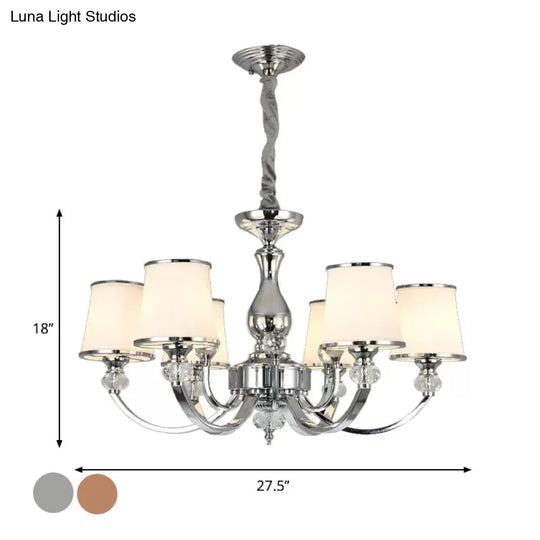 Modern Opal Glass Ceiling Hang Fixture With Chrome/Gold Pendant Chandelier - 3/6 Lights Curved Arm