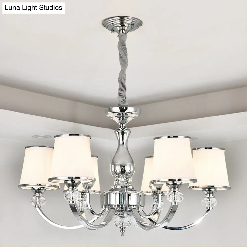 Modern Opal Glass Ceiling Hang Fixture With Chrome/Gold Pendant Chandelier - 3/6 Lights Curved Arm