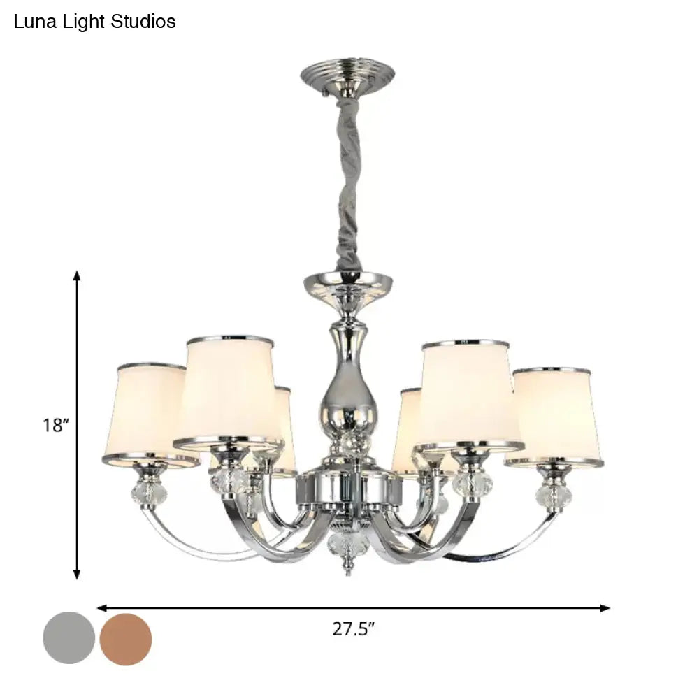 Modern Opal Glass Ceiling Hang Fixture With Chrome/Gold Pendant Chandelier - 3/6 Lights Curved Arm