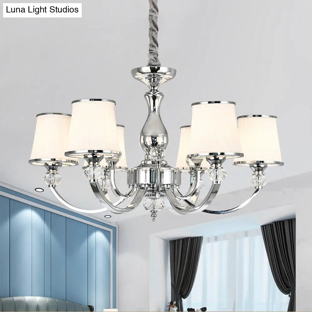 Modern Opal Glass Ceiling Hang Fixture With Chrome/Gold Pendant Chandelier - 3/6 Lights Curved Arm 6