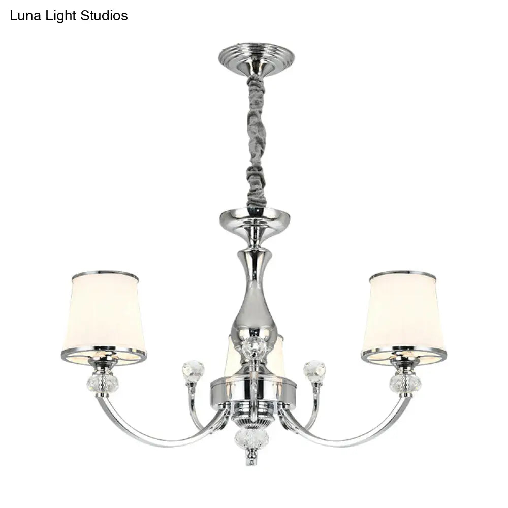 Modern Opal Glass Ceiling Hang Fixture With Chrome/Gold Pendant Chandelier - 3/6 Lights Curved Arm