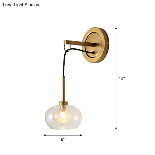 Modernist Oval Amber/White Glass Sconce With Brass Finish - Wall Mounted 1-Light Drop Lamp