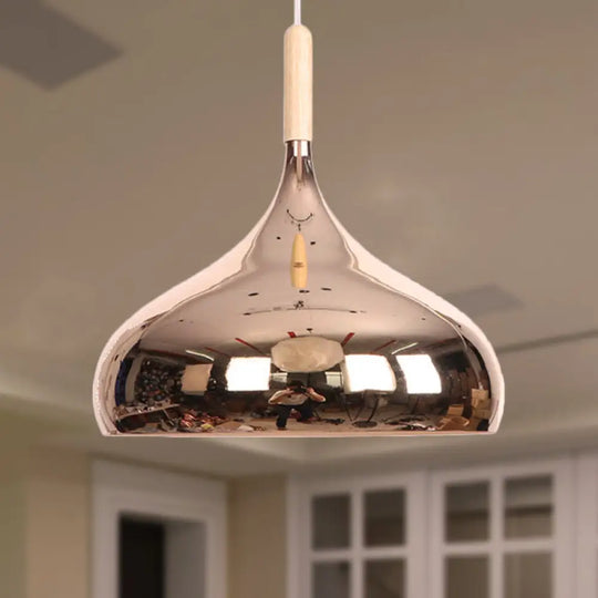 Modernist Pendant Lighting: Stylish Chrome/Gold/Rose Gold Metallic Suspended Light For Dining Table