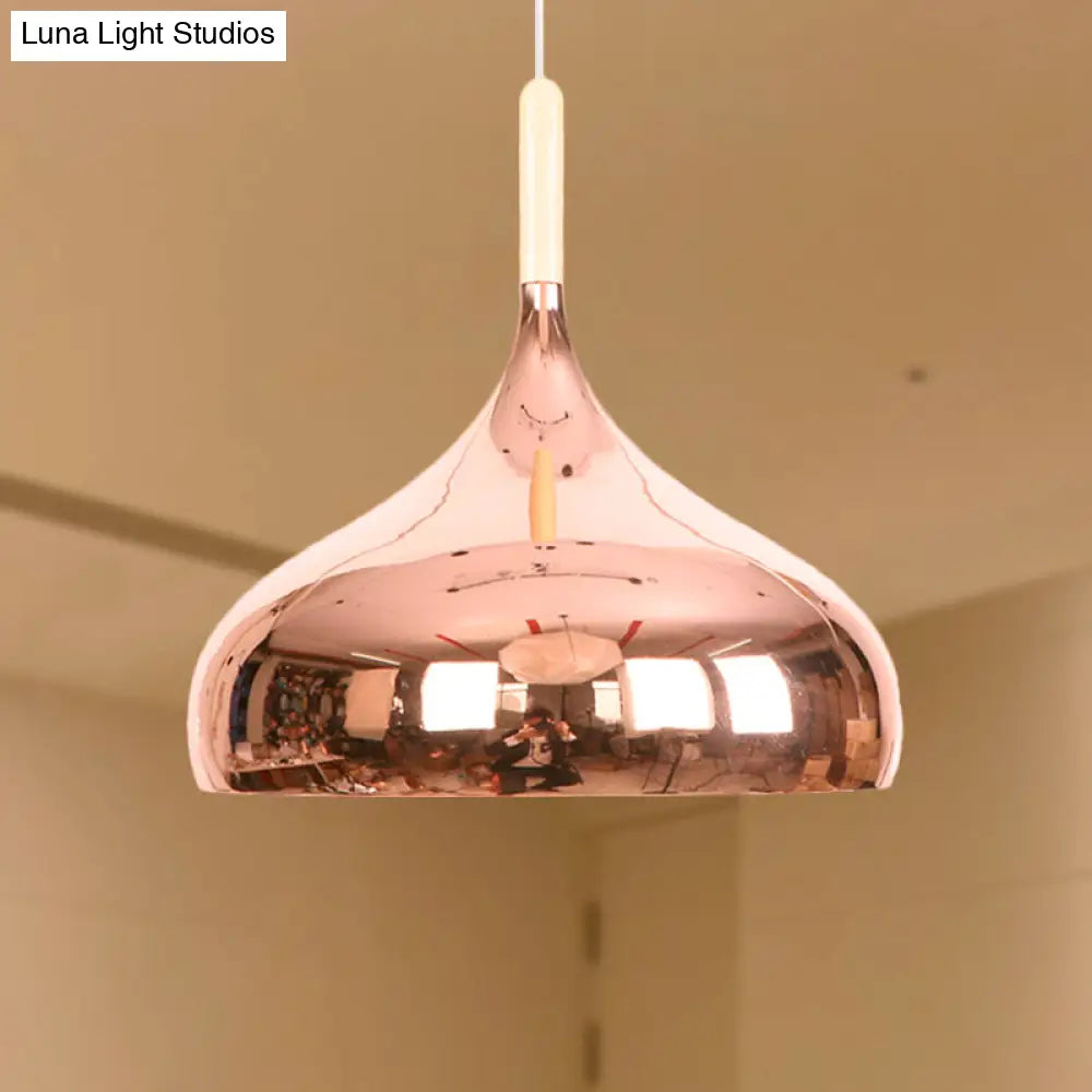 Modernist Pendant Lighting: Stylish Chrome/Gold/Rose Gold Metallic Suspended Light For Dining Table