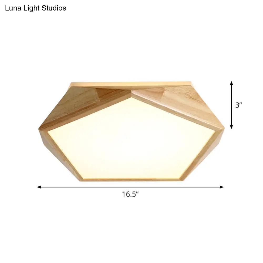 Modernist Pentagon Led Flush Mount Lamp In Beige Warm/White Light - 16.5’/20.5’ Wide Ideal For
