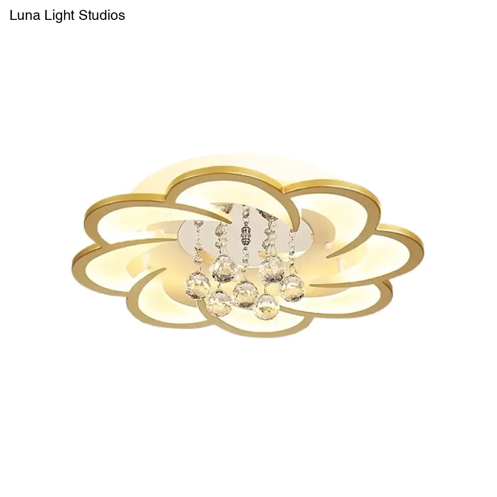 Modernist Petal Flush Ceiling Light In Gold With Led Warm/White - Available 20.5/27 Sizes