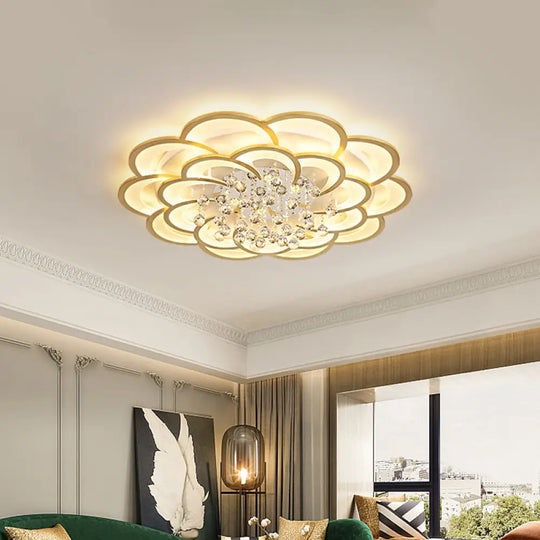 Modernist Petal Flush Ceiling Light In Gold With Led Warm/White - Available 20.5’/27’ Sizes /