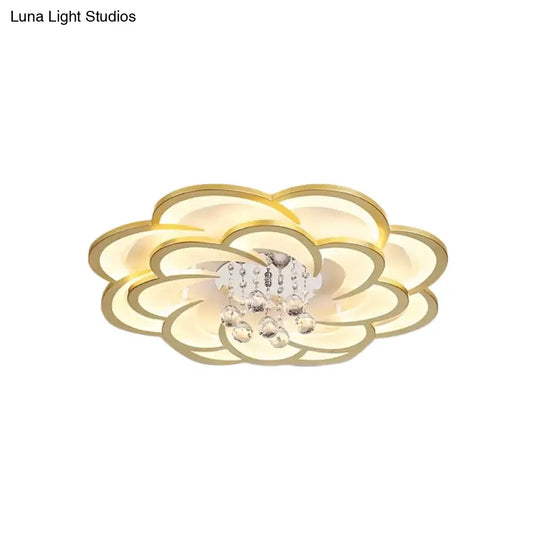 Modernist Petal Flush Ceiling Light In Gold With Led Warm/White - Available 20.5’/27’ Sizes