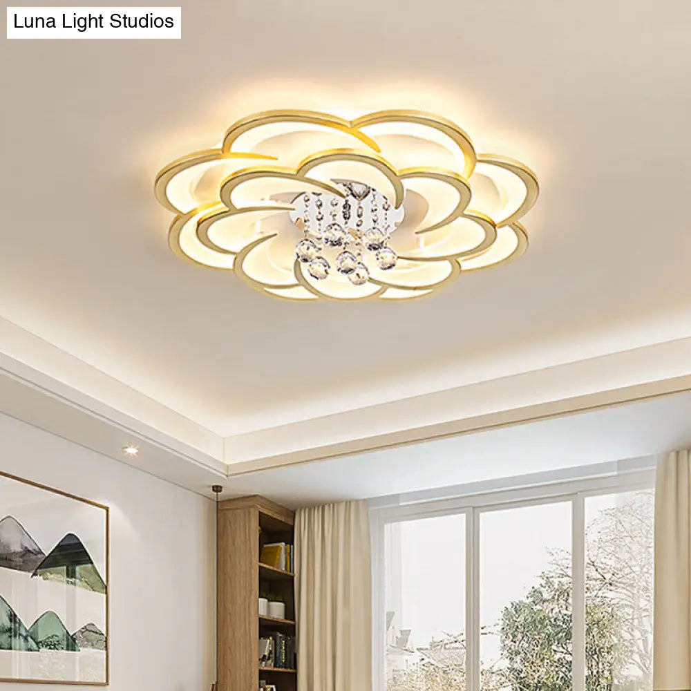Modernist Petal Flush Ceiling Light In Gold With Led Warm/White - Available 20.5/27 Sizes / 27 Warm