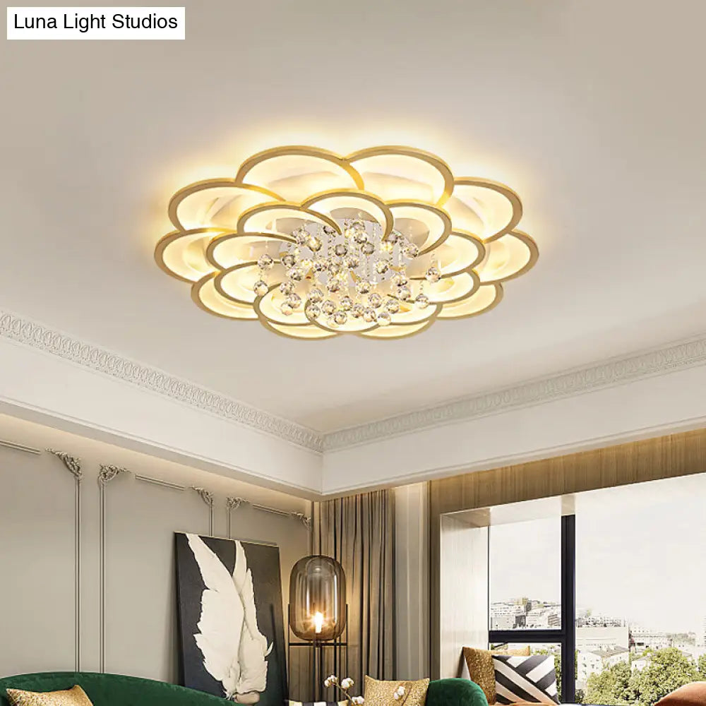Modernist Petal Flush Ceiling Light In Gold With Led Warm/White - Available 20.5/27 Sizes / 20.5