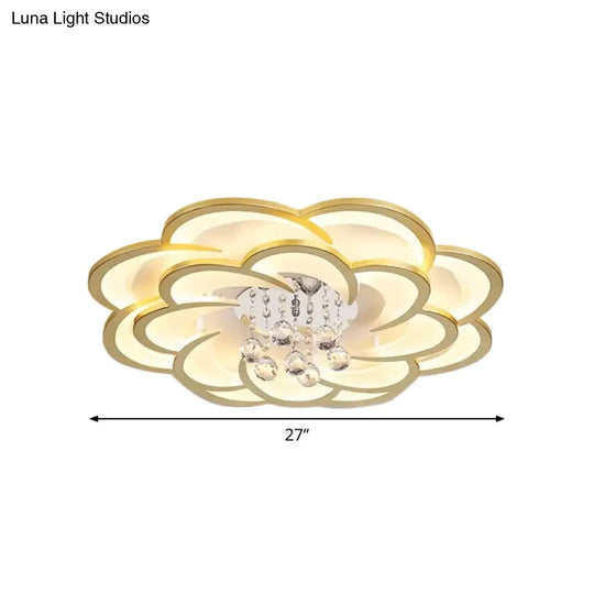 Modernist Petal Flush Ceiling Light In Gold With Led Warm/White - Available 20.5/27 Sizes