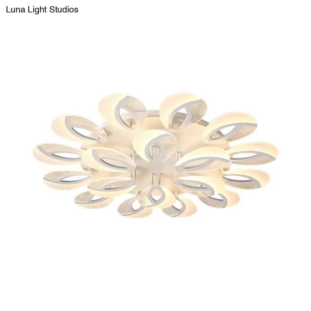 Modernist Petal Led Ceiling Light Fixture - Acrylic White Semi Mount Lighting For Bedroom