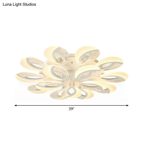 Modernist Petal Led Ceiling Light Fixture - Acrylic White Semi Mount Lighting For Bedroom